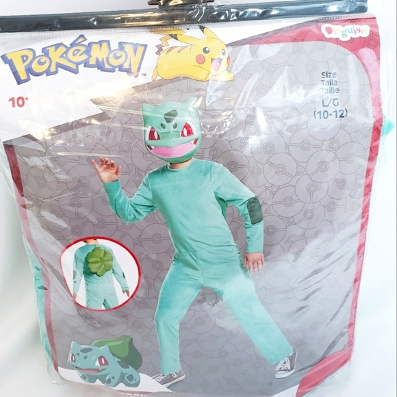 NWT Large Pokemon Bulbasaur Halloween Costume Jumpsuit Large 10/12 - Picture 2 of 8
